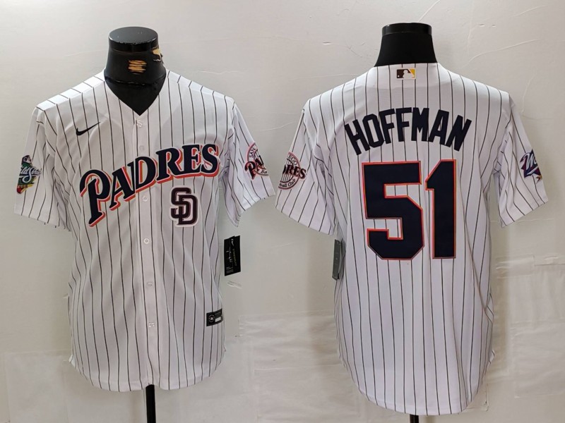 Men's San Diego Padres #51 Trevor Hoffman White 1998 World Series Cool Base Stitched Baseball Jersey 1