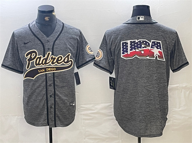 Men's San Diego Padres Gray Team Big Logo Cool Base Stitched Baseball Jersey 2 Men's San Diego Padres Gray Team Big Logo Cool Base Stitched Baseball Jersey 2