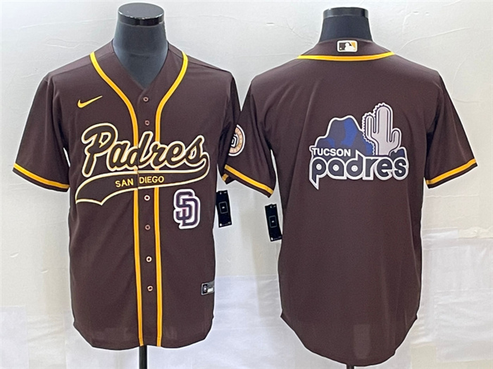 Men's San Diego Padres Brown Big Logo In Back Cool Base Stitched Baseball Jersey Men's San Diego Padres Brown Big Logo In Back Cool Base Stitched Baseball Jersey