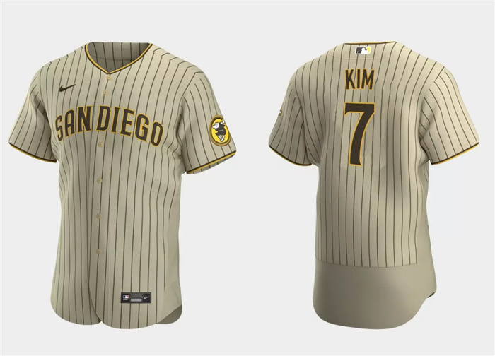 Men's San Diego Padres #7 Ha-Seong Kim Tan Flex Base Stitched Baseball Jersey Men's San Diego Padres #7 Ha-Seong Kim Tan Flex Base Stitched Baseball Jersey