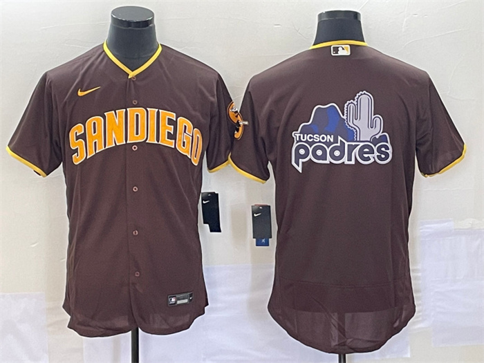 Men's San Diego Padres Brown Team Big Logo Flex Base Stitched Baseball Jersey