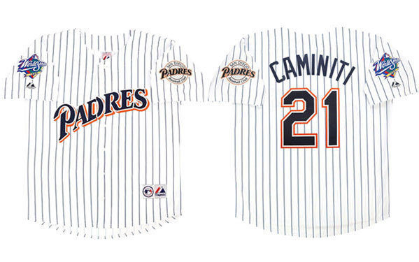 Men's San Diego Padres #21 Ken Caminiti White 1998 World Series Cool Base Stitched Jersey Men's San Diego Padres #21 Ken Caminiti White 1998 World Series Cool Base Stitched Jersey