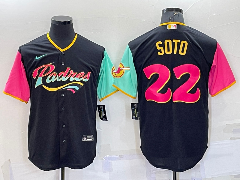 Men's San Diego Padres #22 Juan Soto 2022 Black City Connect Cool Base Stitched Jersey Men's San Diego Padres #22 Juan Soto 2022 Black City Connect Cool Base Stitched Jersey
