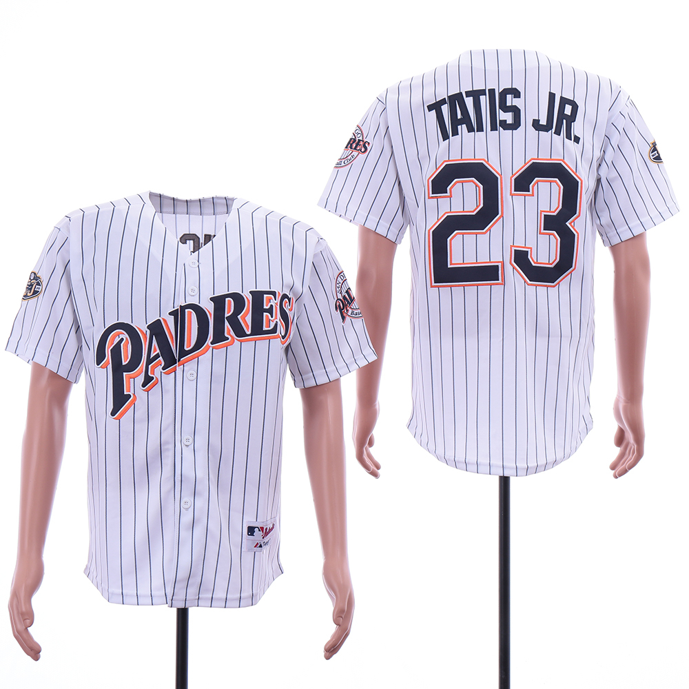 Padres 23 Fernando Tatis Jr. White 50th Anniversary Patch Turn Back The Clock Jersey Padres 23 Fernando Tatis Jr. White 50th Anniversary Patch Turn Back The Clock Jersey
