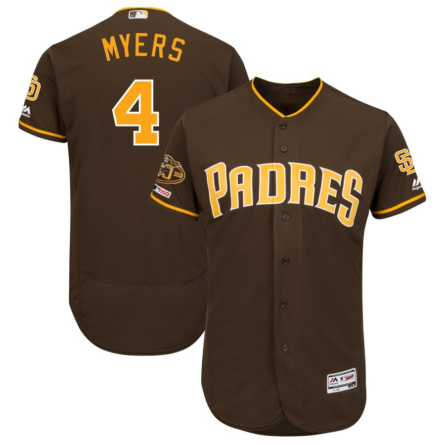 Padres 4 Wil Meyers Brown 50th Anniversary And 150th Patch FlexBase Jersey Padres 4 Wil Meyers Brown 50th Anniversary And 150th Patch FlexBase Jersey