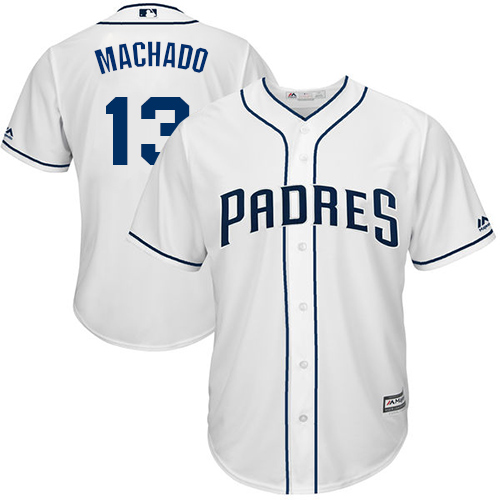 Padres #13 Manny Machado White New Cool Base Stitched Baseball Jersey