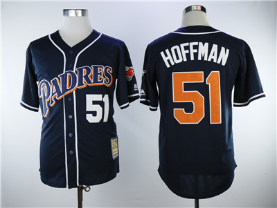 Padres #51 Trevor Hoffman Navy Blue Throwback Stitched MLB Jersey