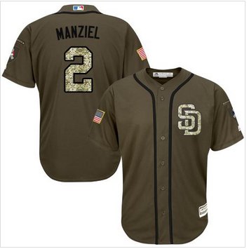 Padres #2 Johnny Manziel Green Salute to Service Stitched MLB Mens Jersey