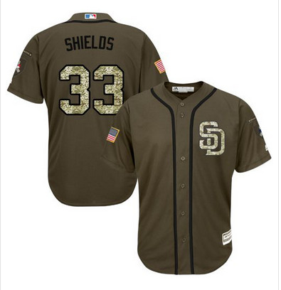 Padres #33 James Shields Green Salute to Service Stitched MLB Jersey