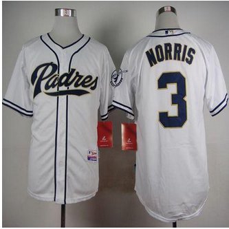 San Diego Padres #3 Derek Norris White Cool Base Stitched Baseball Jersey