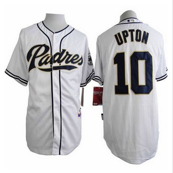 San Diego Padres #10 Justin Upton White Cool Base Stitched Baseball Jersey