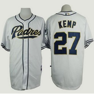 San Diego Padres #27 Matt Kemp White Cool Base Stitched Baseball Jersey
