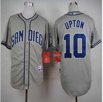 San Diego Padres #10 Justin Upton Grey Cool Base Stitched Baseball Jersey