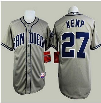 San Diego Padres #27 Matt Kemp Grey Cool Base Stitched Baseball Jersey San Diego Padres #27 Matt Kemp Grey Cool Base Stitched Baseball Jersey