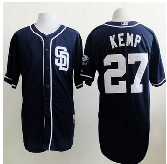 San Diego Padres #27 Matt Kemp Dark Blue Alternate 1 Cool Base Stitched Baseball Jersey