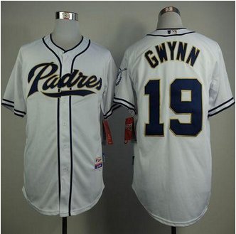 San Diego Padres #19 Tony Gwynn White Home Cool Base Stitched Baseball Jersey San Diego Padres #19 Tony Gwynn White Home Cool Base Stitched Baseball Jersey