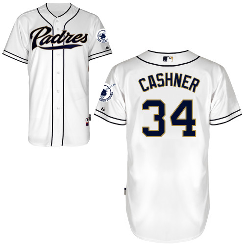 San Diego Padres #34Andrew Cashner Authentic Personalized Home White Jersey