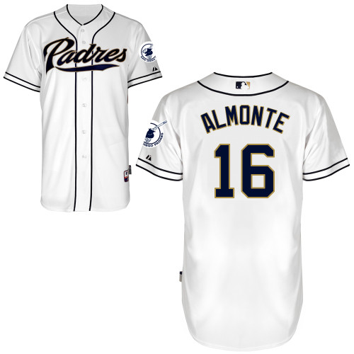 San Diego Padres #16Abraham Almonte Authentic Personalized Home White Jersey San Diego Padres #16Abraham Almonte Authentic Personalized Home White Jersey