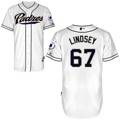San Diego Padres #67Taylor Lindsey Authentic Personalized Home White Jersey