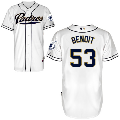 San Diego Padres #53Joaquin Benoit Authentic Personalized Home White Jersey