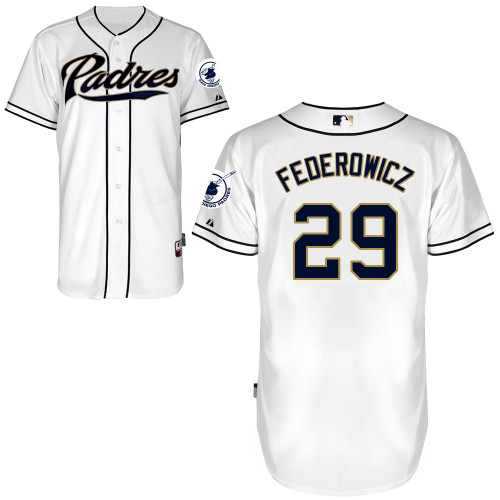 San Diego Padres #29Tim Federowicz Authentic Personalized Home White Jersey