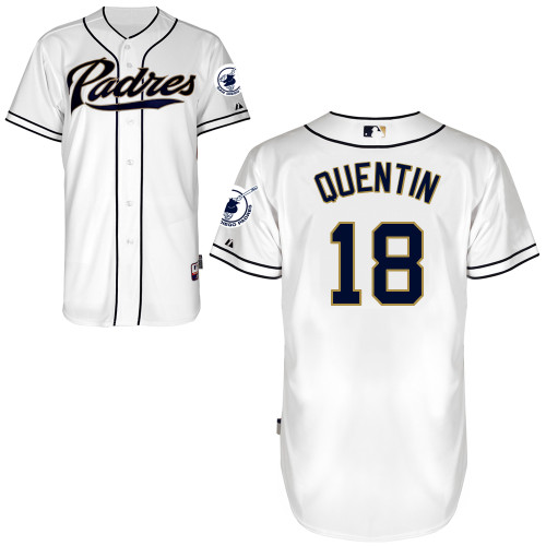 San Diego Padres #18Carlos Quentin Authentic Personalized Home White Jersey