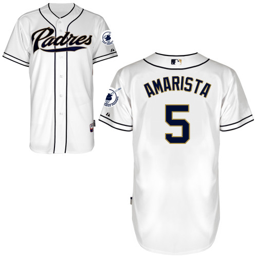 San Diego Padres #5Alexi Amarista Authentic Personalized Home White Jersey