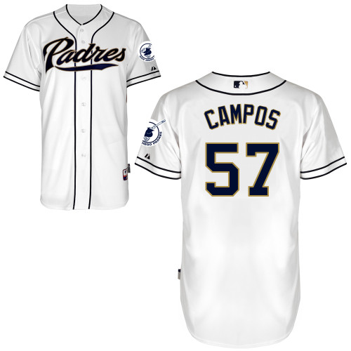 San Diego Padres #57Leonel Campos Authentic Personalized Home White Jersey