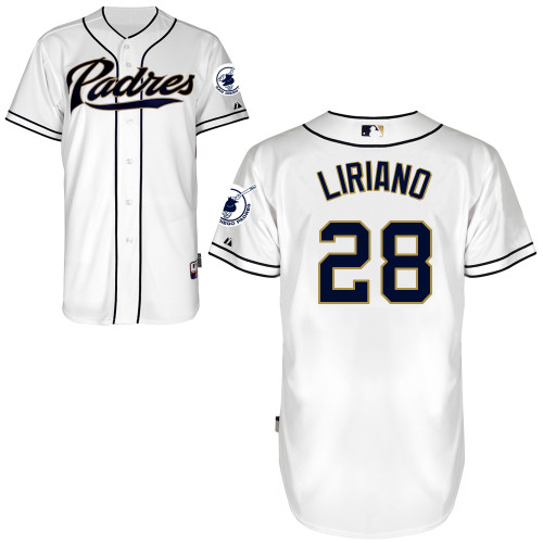 San Diego Padres #28Rymer Liriano Authentic Personalized Home White Jersey