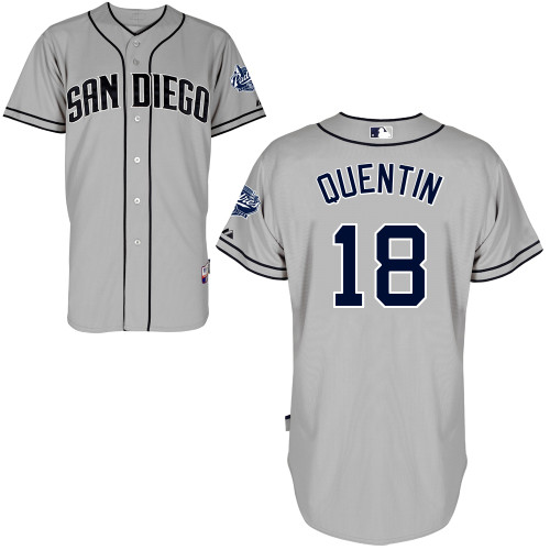 San Diego Padres #18Carlos Quentin Authentic Personalized Road Gray Jersey