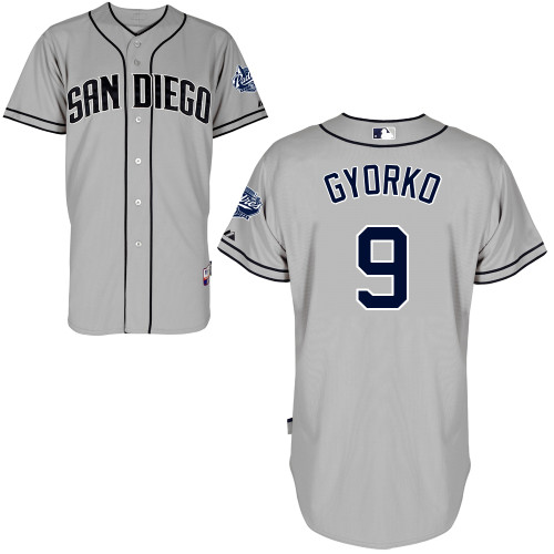 San Diego Padres #9 Jedd Gyorko Authentic Personalized Road Gray Jersey San Diego Padres #9 Jedd Gyorko Authentic Personalized Road Gray Jersey