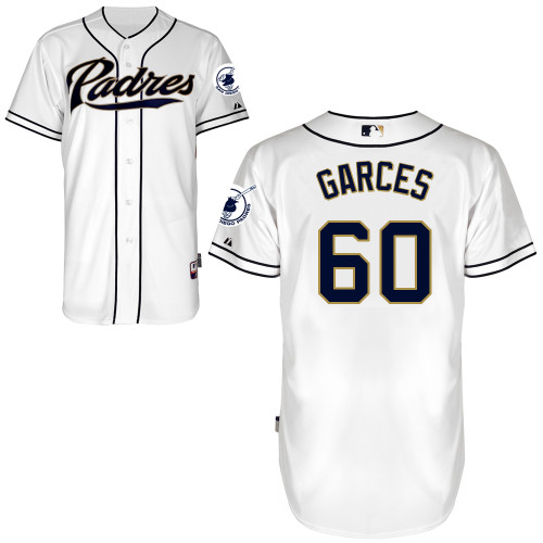 San Diego Padres #60Frank Garces Authentic Personalized Home White Jersey