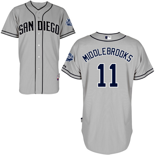 San Diego Padres #11Will Middlebrooks Authentic Personalized Road Gray Jersey