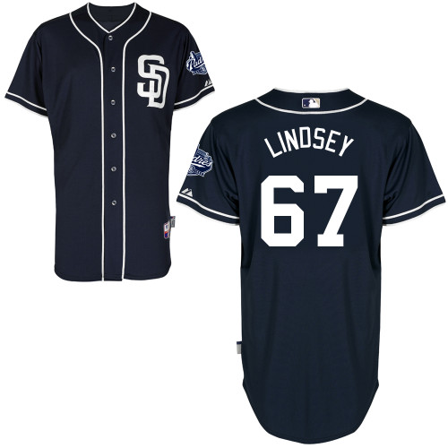 San Diego Padres #67Taylor Lindsey Authentic Personalized Alternate Blue Jersey