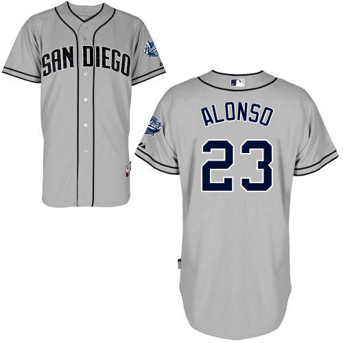 San Diego Padres #23Yonder Alonso Authentic Personalized Road Gray Jersey