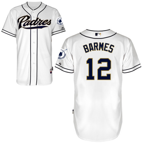 San Diego Padres #12Clint Barmes Authentic Personalized Home White Jersey