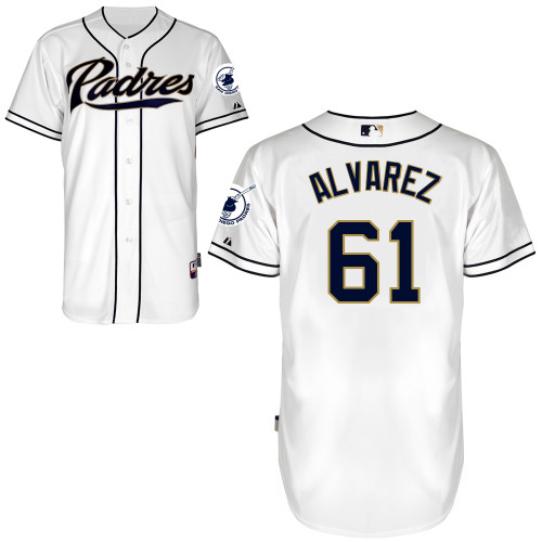 San Diego Padres #61 rj Alvarez Authentic Personalized Home White Jersey