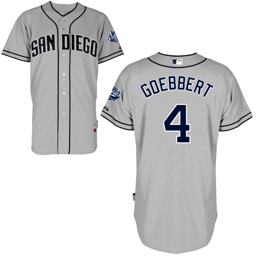 San Diego Padres #4Jake Goebbert Authentic Personalized Road Gray Jersey