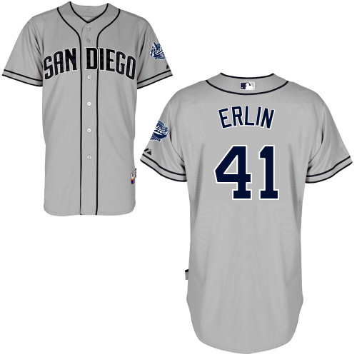 San Diego Padres #41Robbie Erlin Authentic Personalized Road Gray Jersey