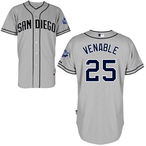 San Diego Padres #25Will Venable Authentic Personalized Road Gray Jersey