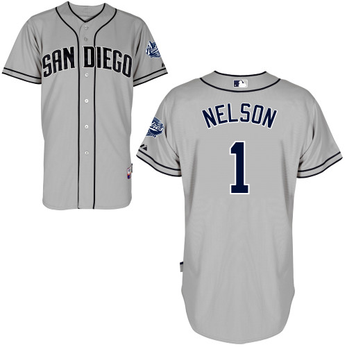 San Diego Padres #1 Chris Nelson Authentic Personalized Road Gray Jersey