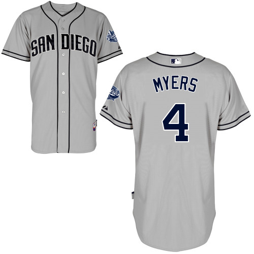 San Diego Padres #4Wil Myers Authentic Personalized Road Gray Jersey