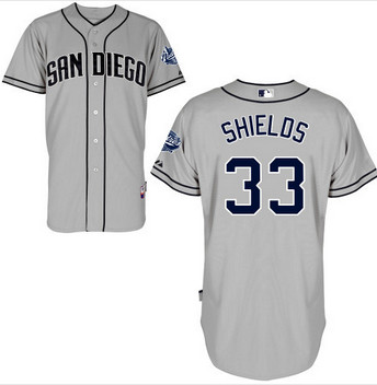 San Diego Padres 33# James Shields gray Jersey branco azul Camo da Base costurado