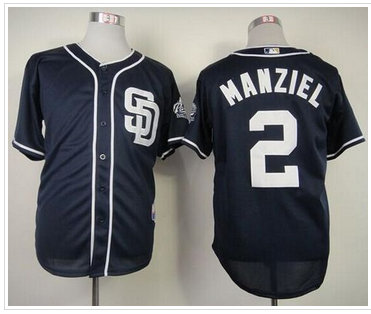 San Diego Padres #2 Johnny Manziel Navy Blue Cool Base Jersey