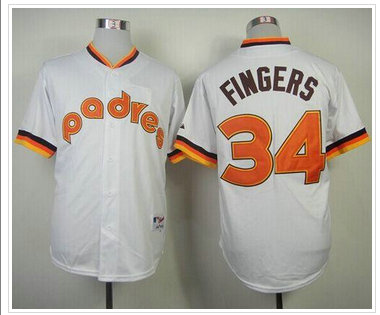 San Diego Padres #34 Rollie Fingers White 1984 Turn Back The Clock Stitched Baseball Jersey
