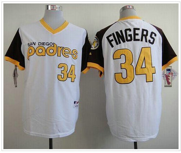 San Diego Padres #34 Rollie Fingers White 1978 Turn Back The Clock Stitched Baseball Jersey