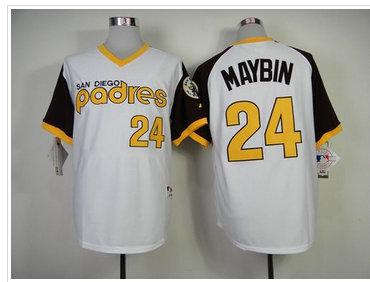 San Diego Padres #24 Cameron Maybin White 1978 Turn Back The Clock Baseball Jersey