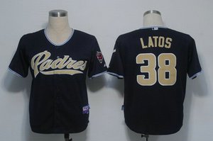 San Diego Padres 38 Latos Dark Blue Cool Base Jersey