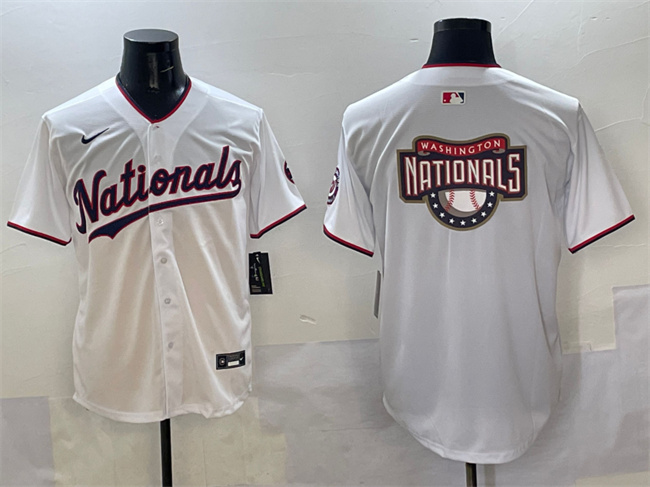Men's Washington Nationals Team Big Logo White Limited Stitched Baseball Jersey Men's Washington Nationals Team Big Logo White Limited Stitched Baseball Jersey