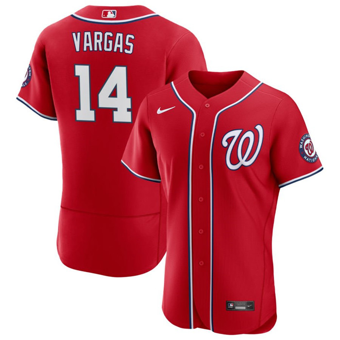 Men's Washington Nationals #14 Ildemaro Vargas Red Flex Base Stitched MLB Jersey Men's Washington Nationals #14 Ildemaro Vargas Red Flex Base Stitched MLB Jersey